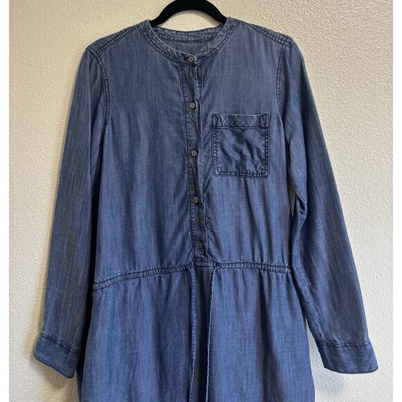 GAP Denim Chambray Shirt Dress Long Sleeve Button Up Coastal Cowgirl Boho Size M - Picture 3 of 8